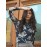 Floral Print Mock Neck Mesh Top