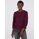 Textured 3/4 Sleeve Round Neck Top
