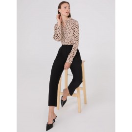 Dot Print Chiffon Button-Front Blouse