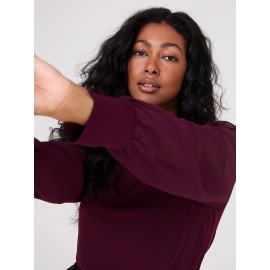 Long Chiffon Sleeve Boat Neck Top