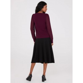 Long Chiffon Sleeve Boat Neck Top
