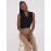 Sleeveless Pleated Faux Leather V-Neck Top