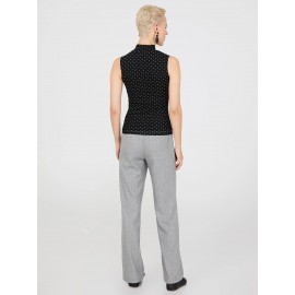 Dot Print Mock Neck Mesh Top