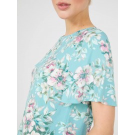 Floral Print Flutter Sleeve Boat Neck Top