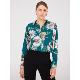 Floral Print Chiffon Button-Front Blouse