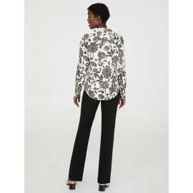 Floral Print Satin Button-Front Blouse