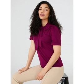Short Sleeve Tie-Neck Top