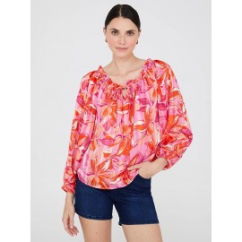Floral Print Chiffon Off-The-Shoulder Blouse
