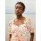 Printed Sweetheart Neckline Top With Puff Sleeves
