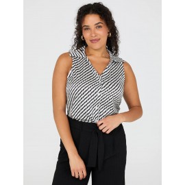 Print Sleeveless Satin Blouse