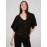 Foliage Print V-Neck Kimono Sleeve Top