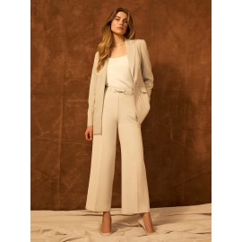 Cropped Wide-Leg Pants With Gold Hardware