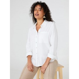 Linen Button-Front Blouse