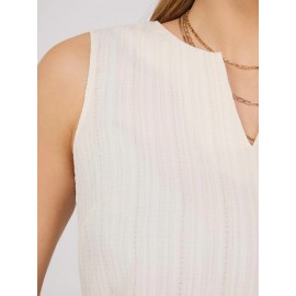 Sleeveless Textured Split Neck Top