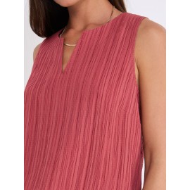 Sleeveless Textured Split Neck Top
