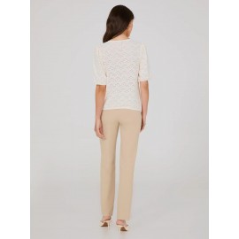 Eyelet V-Neck Top With Balloon Sleeves
