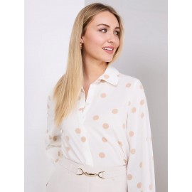 Silky Polka Dot Button-Front Blouse