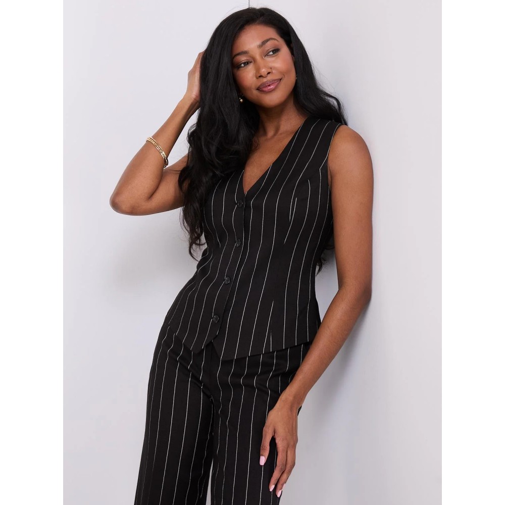 Pinstripe Button-Front Vest