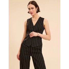 Pinstripe Button-Front Vest