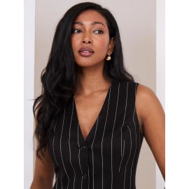 Pinstripe Button-Front Vest