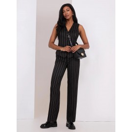 Pinstripe Button-Front Vest