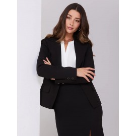 One-Button Blazer With Flap Pockets