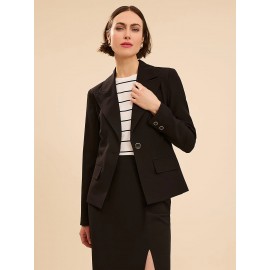 One-Button Blazer With Flap Pockets
