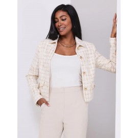 Collared Waisted Boucle Blazer
