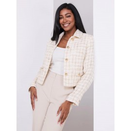 Collared Waisted Boucle Blazer