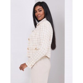 Collared Waisted Boucle Blazer