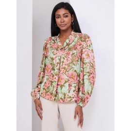 Printed Popover Bow Blouse