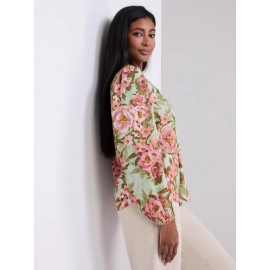 Printed Popover Bow Blouse