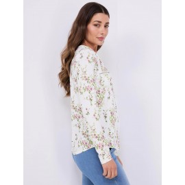 Floral Print Notch Collar Top
