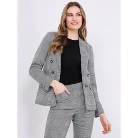 Plaid Faux Double Breasted Blazer