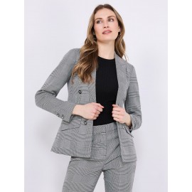 Plaid Faux Double Breasted Blazer
