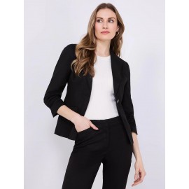 One-Button Ruched Sleeve Blazer