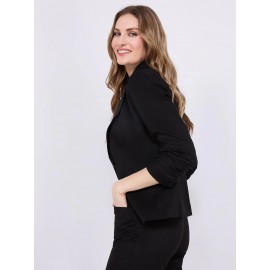 One-Button Ruched Sleeve Blazer