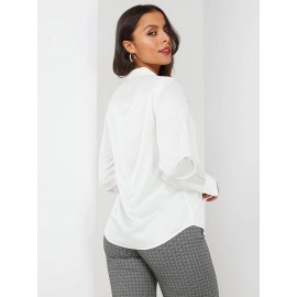 Satin Split Neck Button-Front Blouse