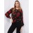 Textured Floral Print Top With Front Keyhole