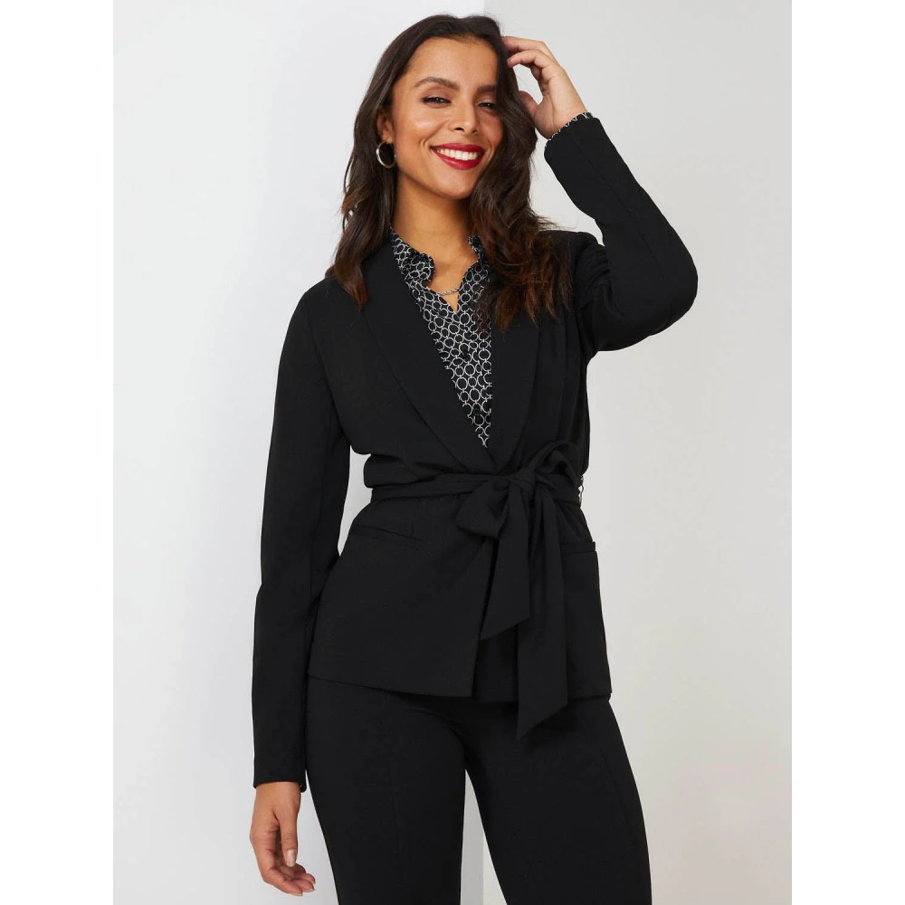 Sash Front Crepe Blazer