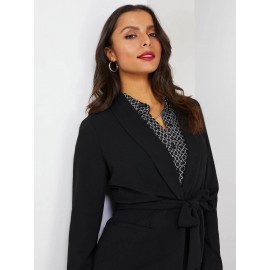 Sash Front Crepe Blazer
