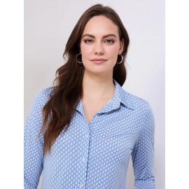 Printed Button-Front Blouse
