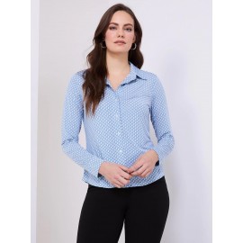 Printed Button-Front Blouse