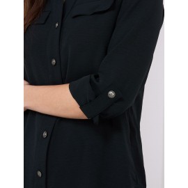 Utility Pocket Button-Front Blouse