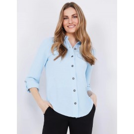 Utility Pocket Button-Front Blouse