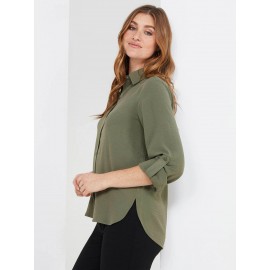 Textured Button-Front Blouse