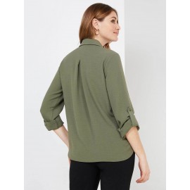 Textured Button-Front Blouse