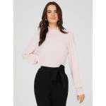 Textured Plisse Mock Neck Top