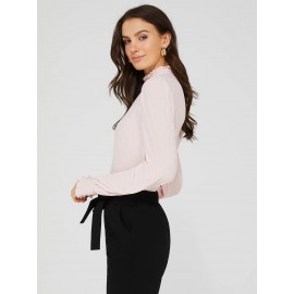 Textured Plisse Mock Neck Top