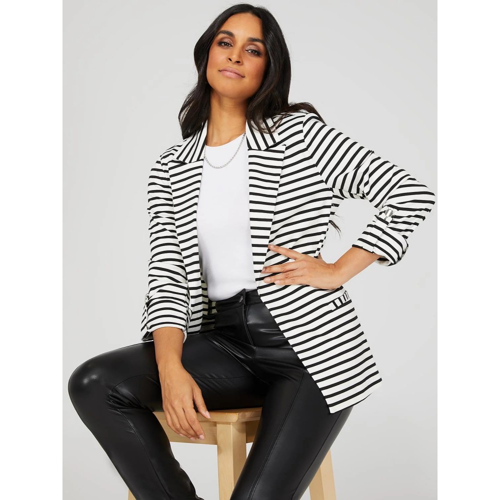 Striped Open Front Blazer